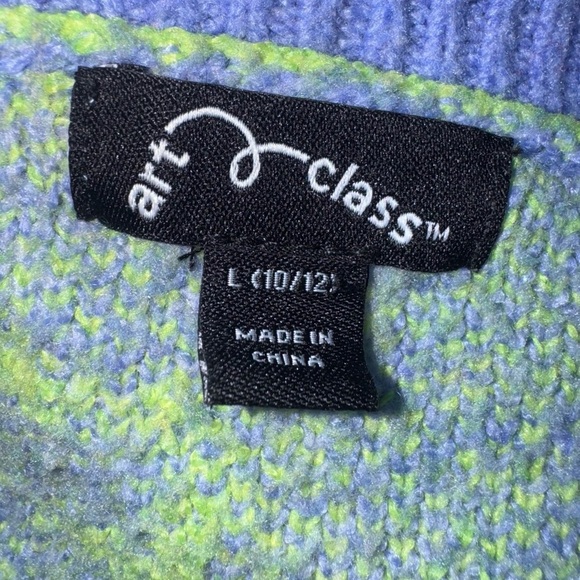 Art Class Long Sleeve Button Up Cardigan Sweater Purple Floral Girls Size Large - Picture 6 of 6